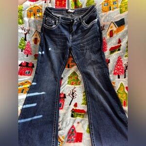 Sky Dark Blue Flare Jeans